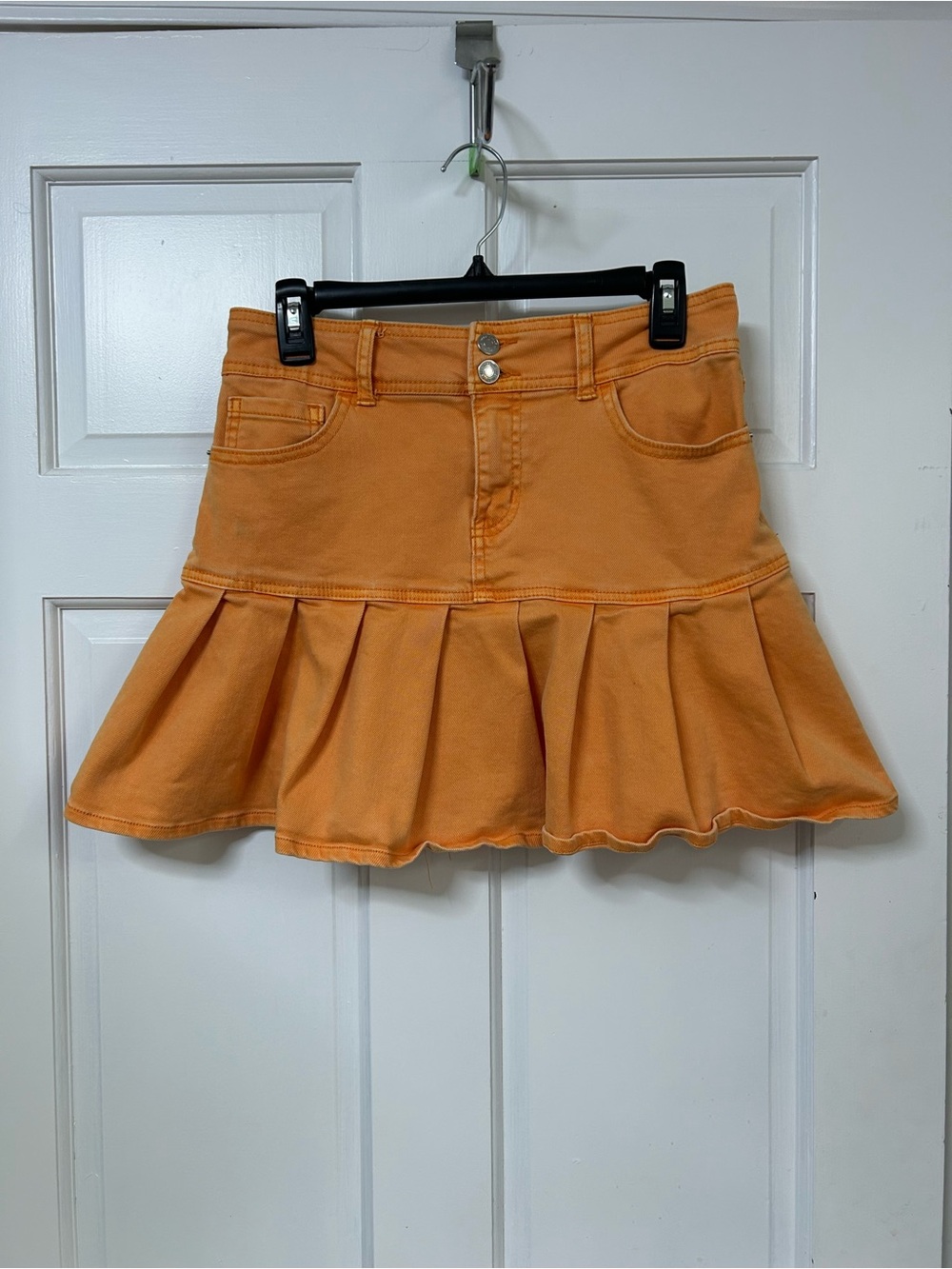 wild fable Orange Flared Pleated Mini Skirt